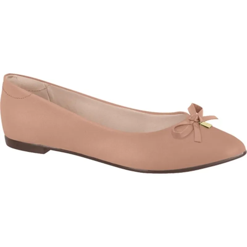Sapatilha feminina moleca 5635.838 fosco bico fino laço