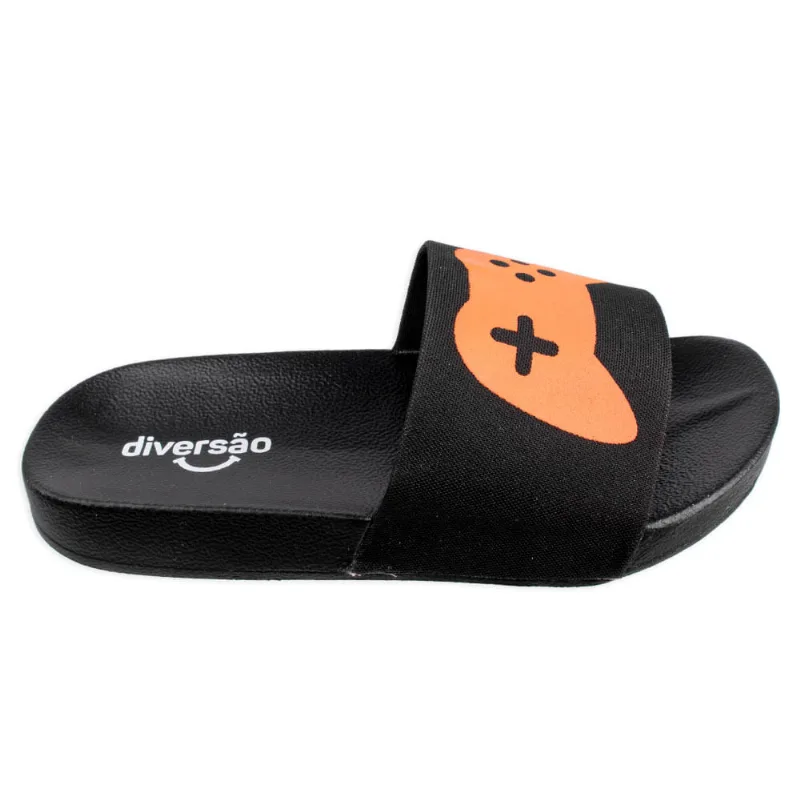 Chinelo Diversão Slide Gabriel Preto Infantil Menino 27/28 / Preto