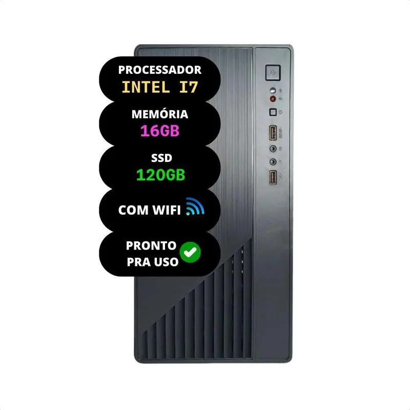Computador Cpu Intel Core I7 Memória 16gb Ddr3 Ssd 120gb