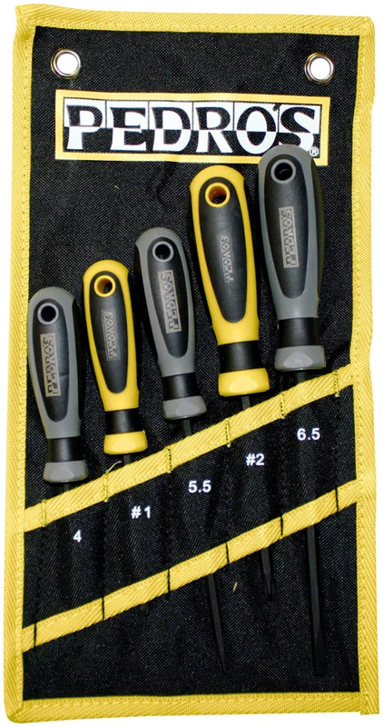 Pedro's Screwdrivers Screwdriver Set 5-Piece Bicycle Screwdriver Set With Pouch Black/Yellow