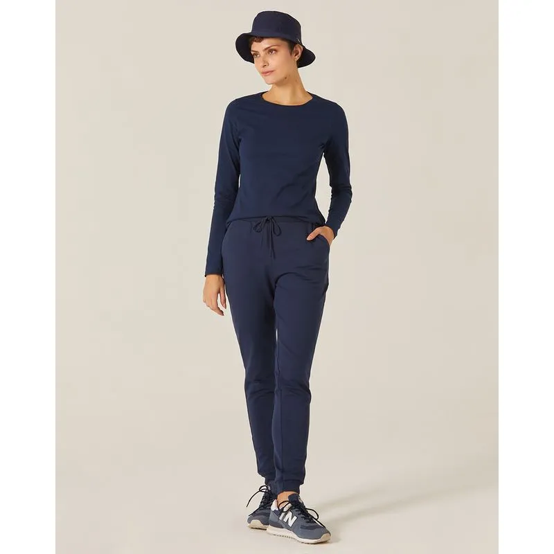 Calça Básica Feminina Jogger Em Moletom Stretch Azul - G