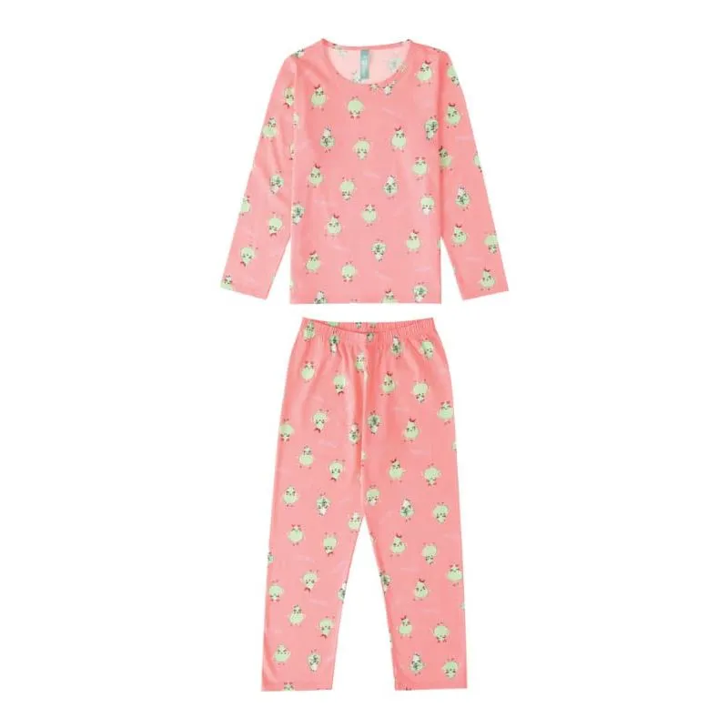 Pijama Estamapado Malwee Kids Infantil Menina Meia estação 4/8 - 1000091681-ROSA NEON-4