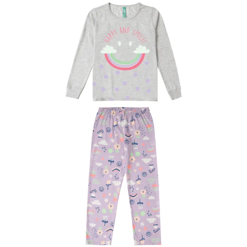 Pijama Malwee Kids Juvenil Menina Meia Estação com Estampa Sortida Brilha no Escuro 10/16 - 1000091690-CINZA CLARO-14