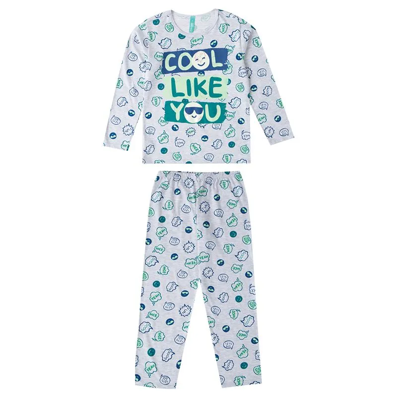 Pijama Malwee Juvenil Unissex Com Estampa Diversas 10/16 - 1000091737-CINZA BALOES-14