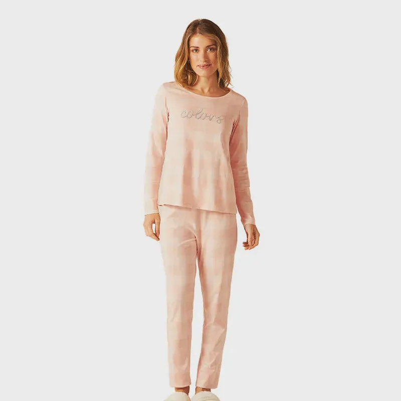 Pijama Longo Colors Rosa Malwee 1000093242 Algodão
