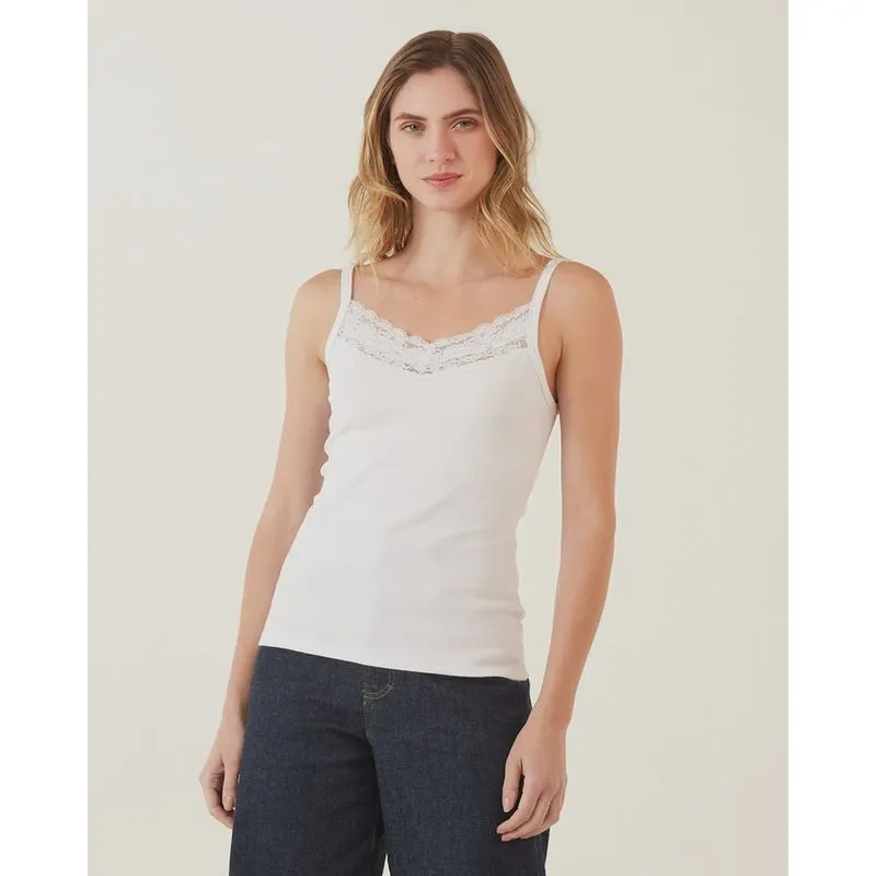 Blusa Regata Feminina Ribana com Renda Malwee