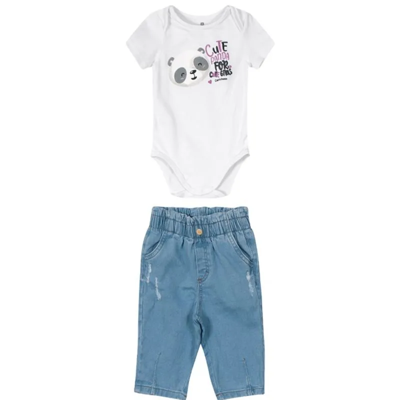Conjunto Infantil Body e Calça Menina Carinhoso