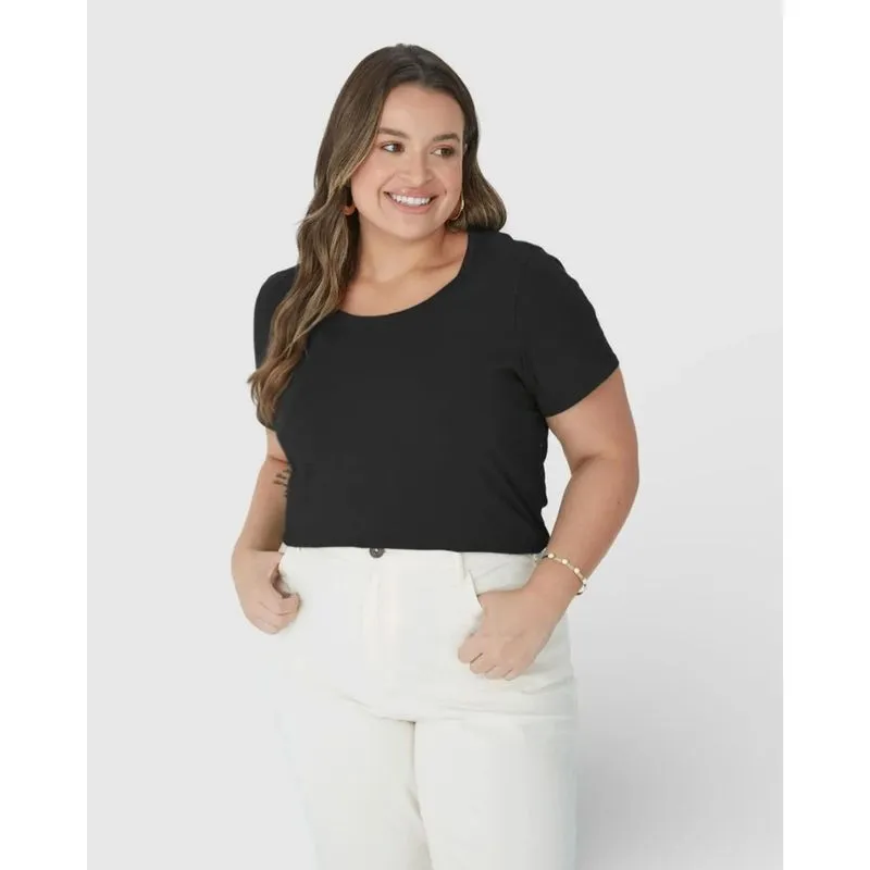 Blusa Manga Curta Feminina Plus Básica Malwee