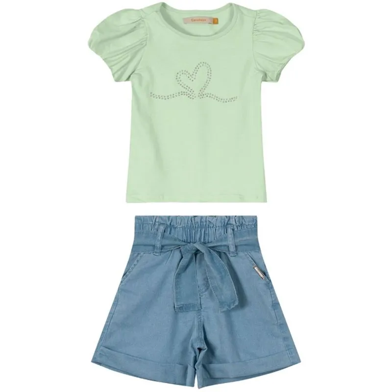 Conjunto Infantil Menina Blusa e Short Carinhoso