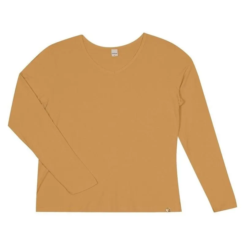 Blusa Manga Longa Gola V Basic+ Malha Feminina
