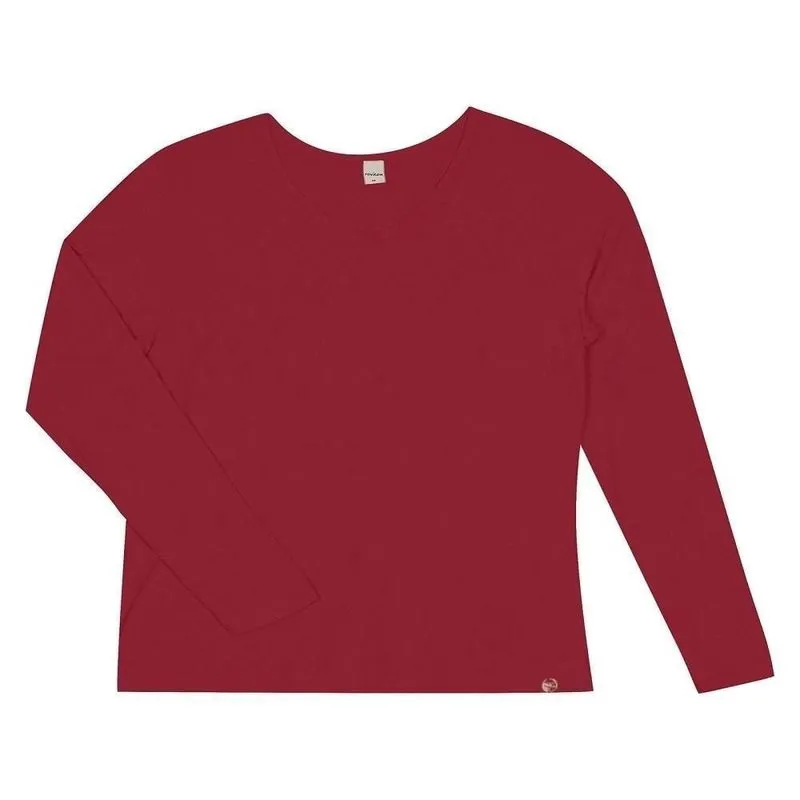 Blusa Manga Longa Gola V Basic+ Malha Feminina