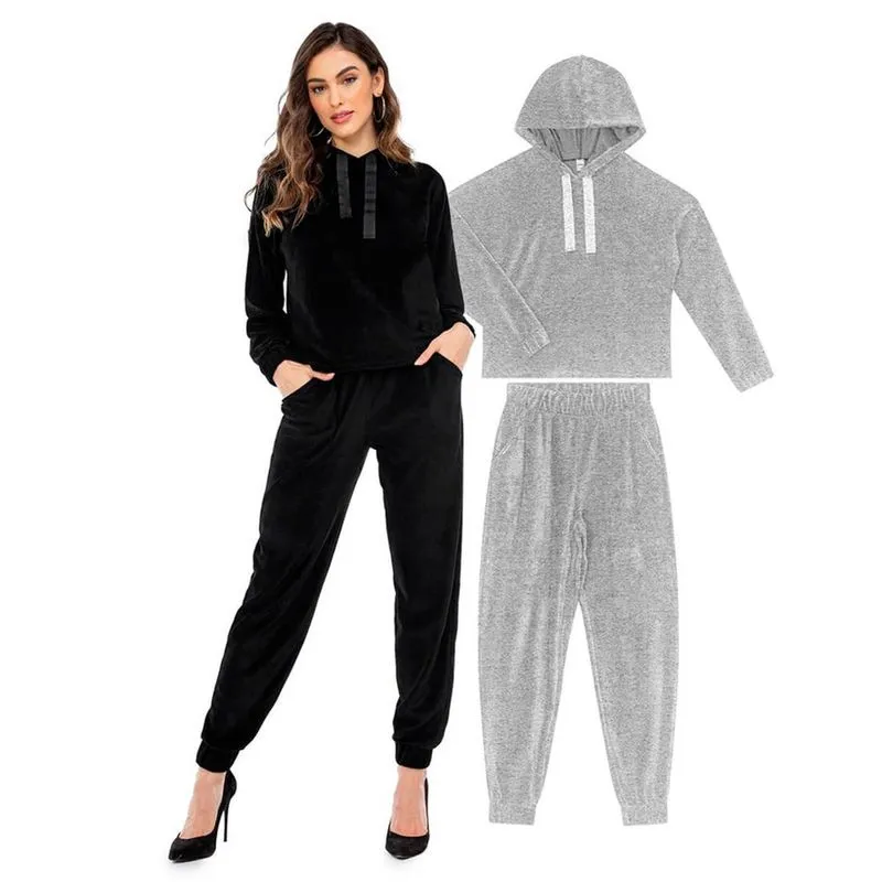 Conjunto Feminino Plush Aberto Capuz