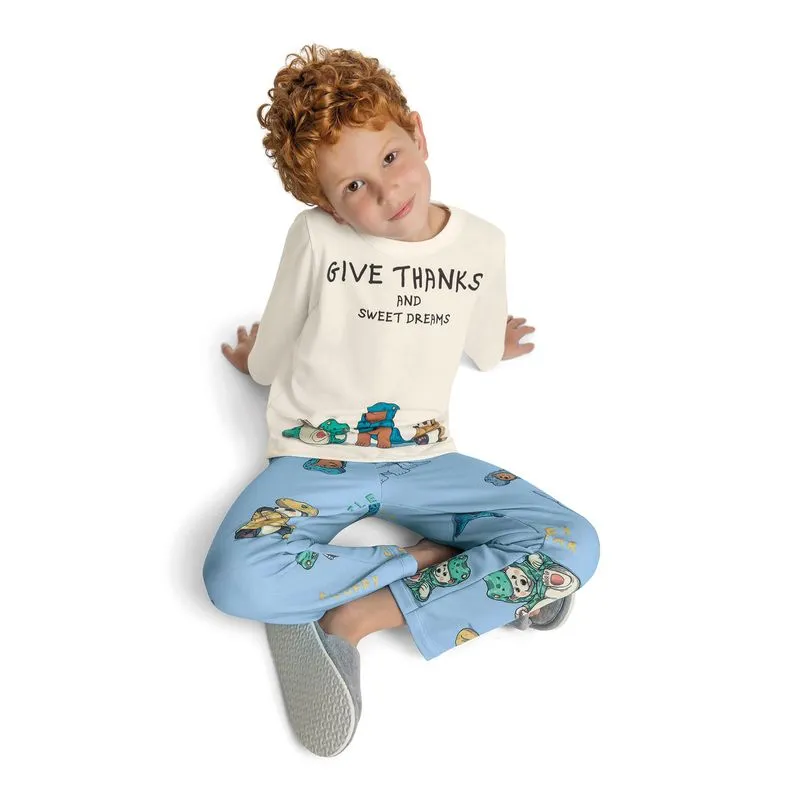 Pijama Infantil Masculino Dreams Trick Nick Bege 1