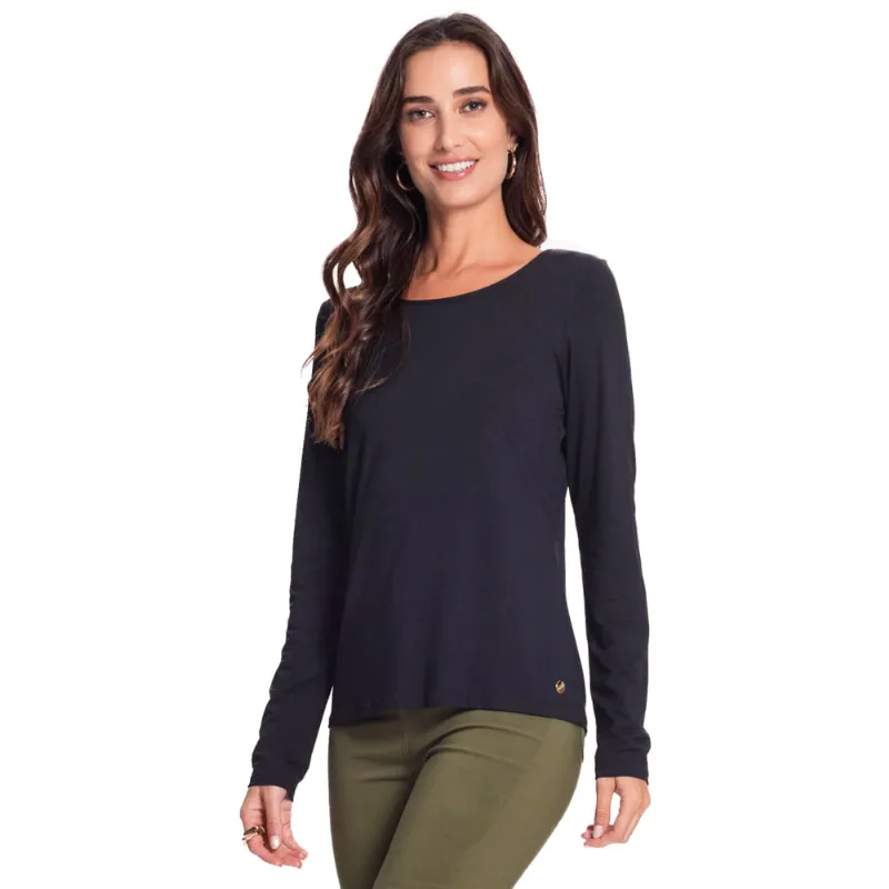 Blusa Feminina Rovitex Básica Manga Longa Preto - M