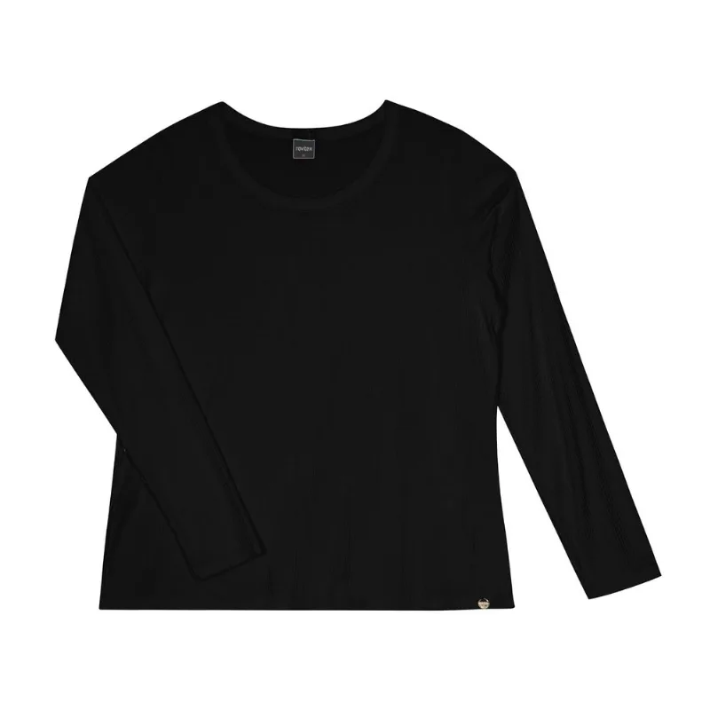 Blusa Feminina Manga Longa Canelada Rovitex Preto P