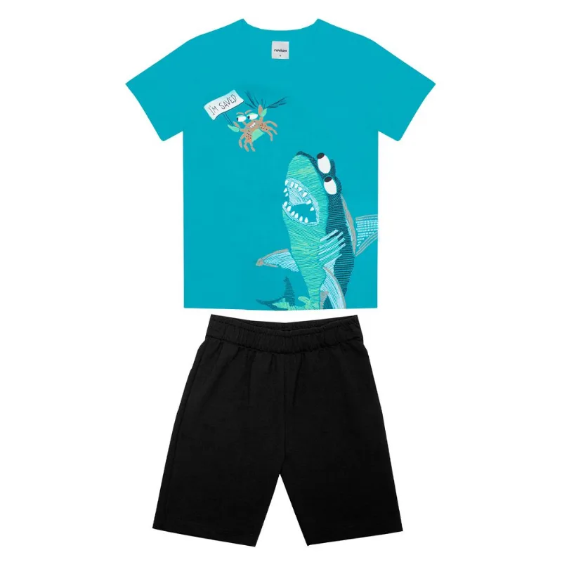 Conjunto Infantil Masculino Tubarão Rovitex Kids Azul 1