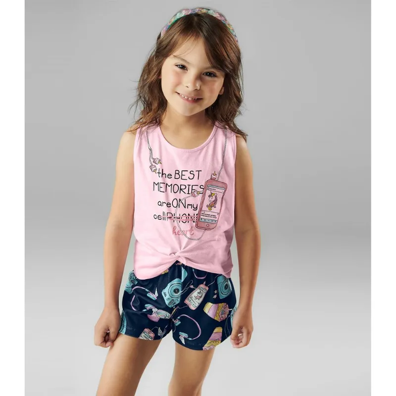 Conjunto Infantil Feminino Memories Rovitex Kids Rosa 1