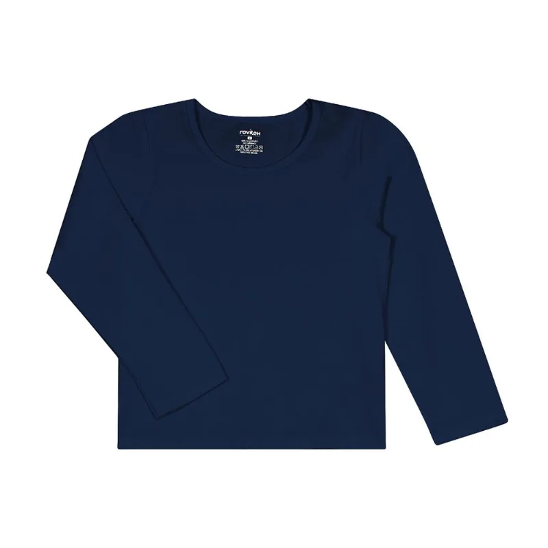 Blusa Manga Longa Infantil Feminina Rovitex Kids Azul 18