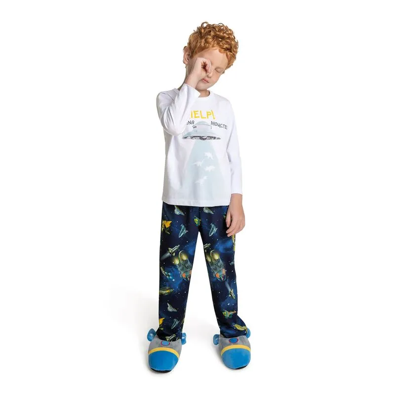 Pijama Infantil Masculino Space Trick Nick Branco 10