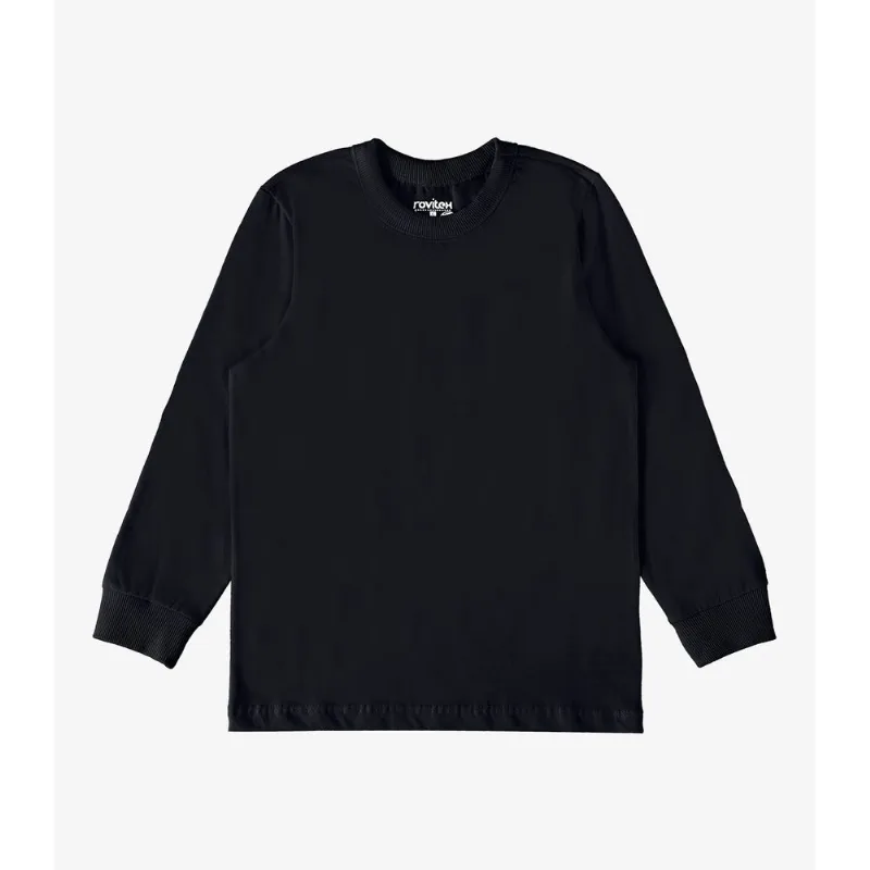 Camiseta Manga Longa Básica Rovitex Kids Preto 3