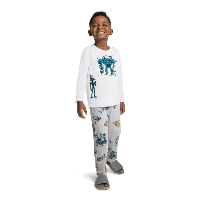 Pijama Infantil Masculino Robôs Trick Nick Branco 6