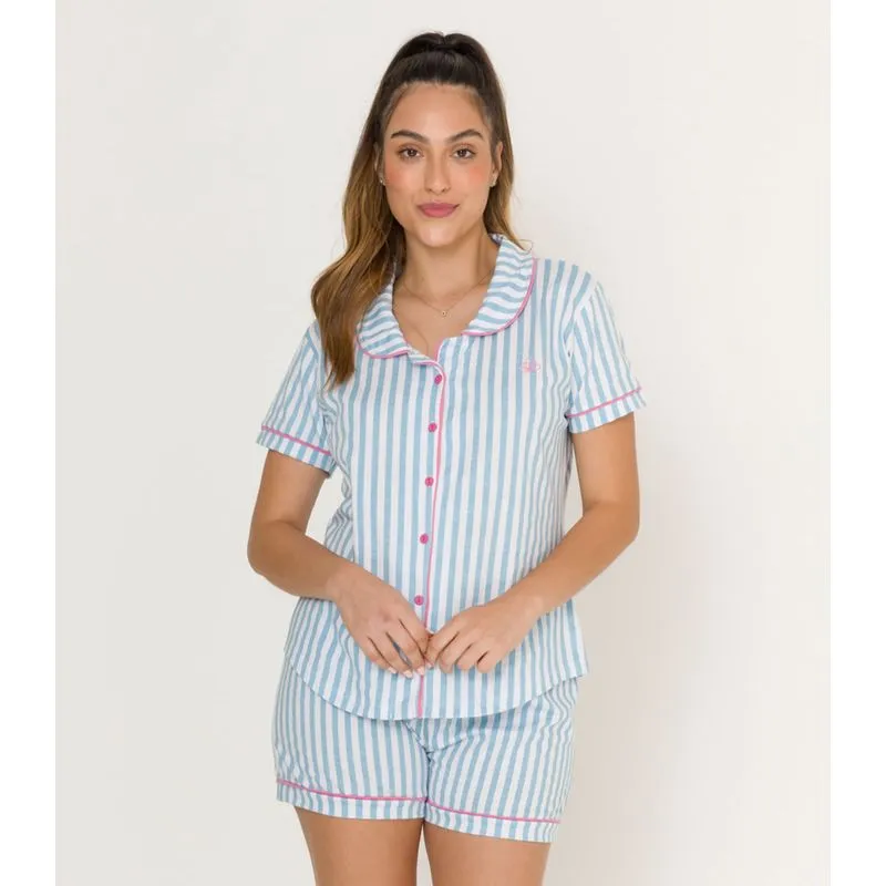 Pijama Feminino Ocean Wave Evanilda Azul Gg