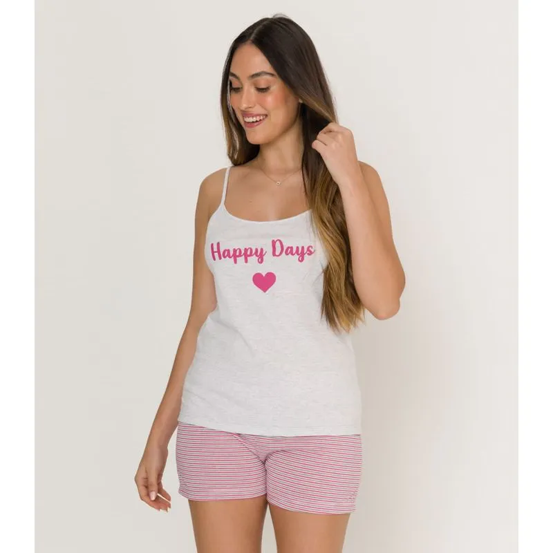 Pijama Feminino Happy Days Evanilda Branco P