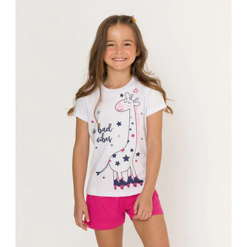 Pijama Infantil Feminino Girafa Evanilda Rosa 10