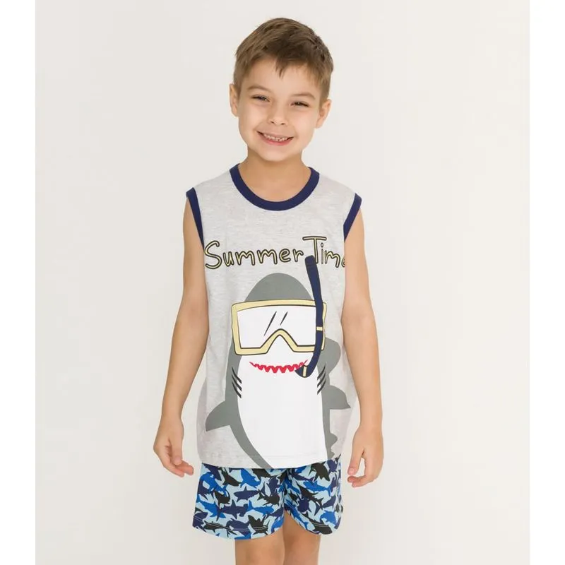 Pijama Infantil Masculino Tubarão Evanilda Azul 8