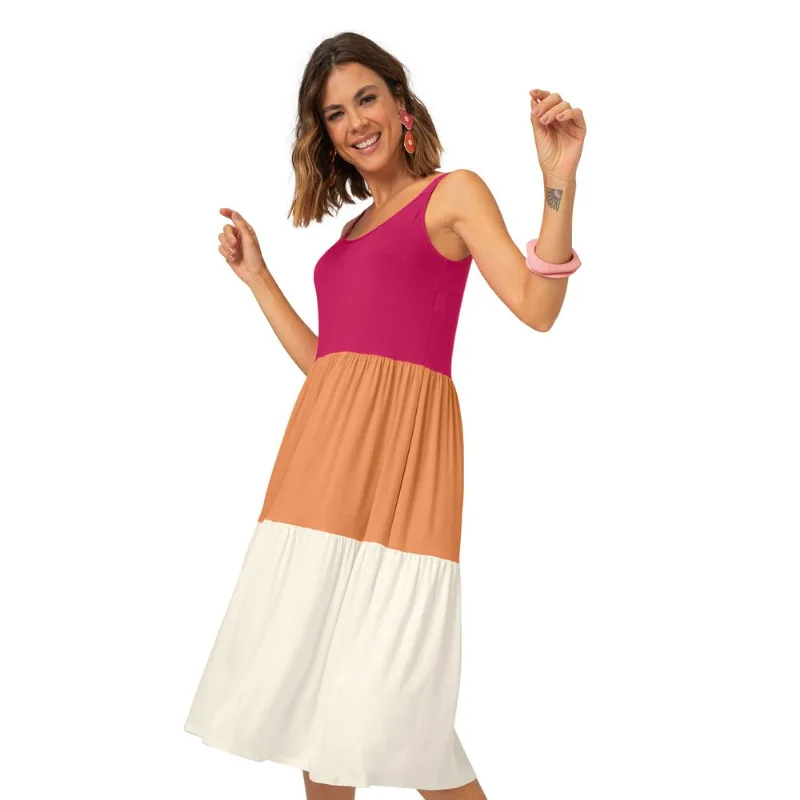 Vestido Midi Recortes Rovitex Rosa P