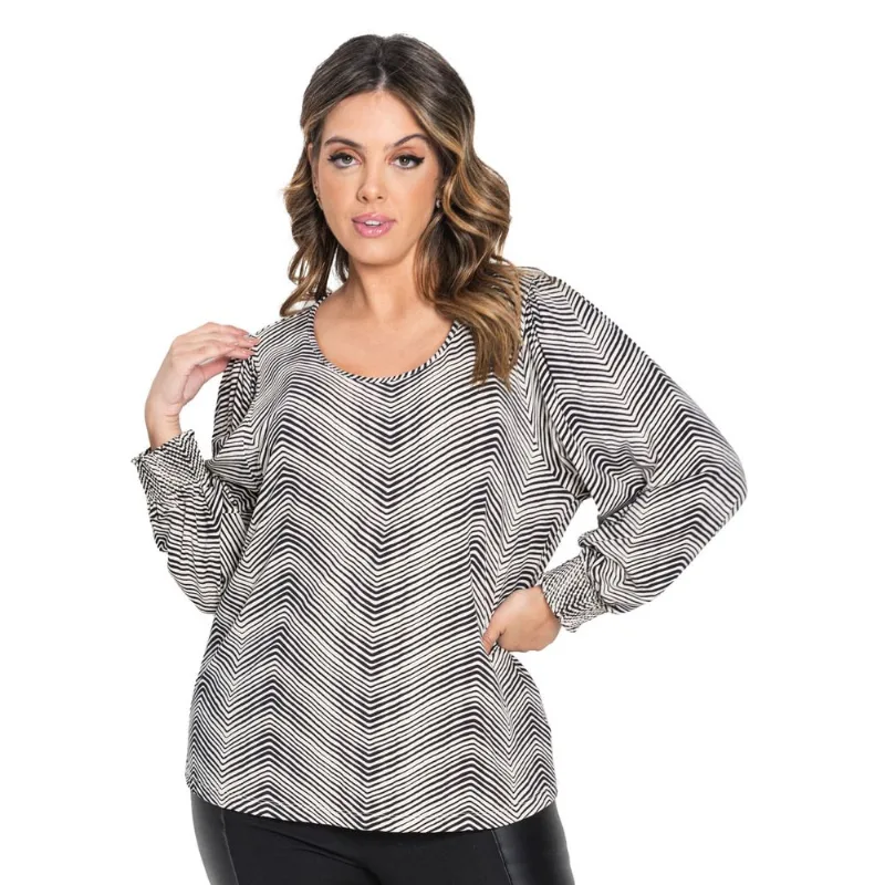 Blusa Feminina Manga 7/8 Live Rovitex Plus Bege G4
