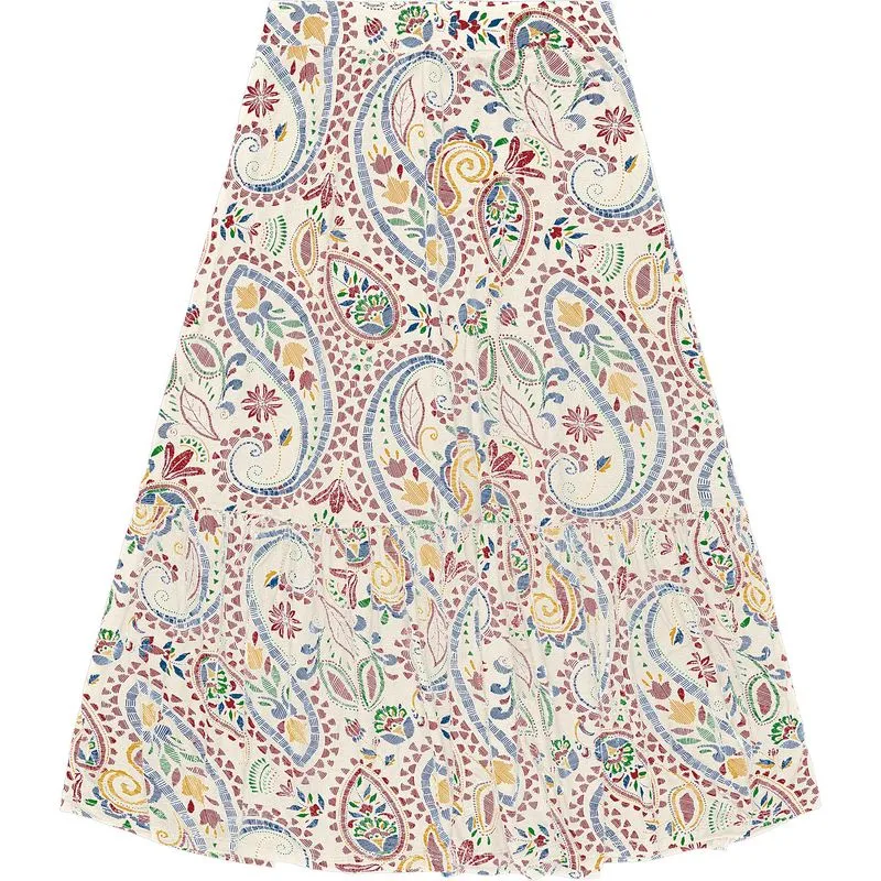 Saia Midi Estampada Rovitex Bege P