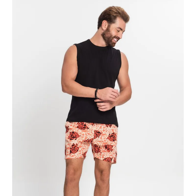 Shorts Masculino Estampado Microfibra Rovitex Laranja 38