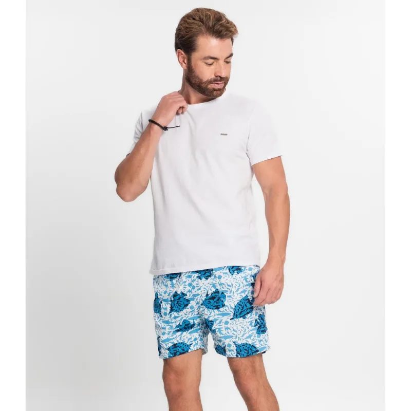 Shorts Masculino Estampado Microfibra Rovitex Azul 40