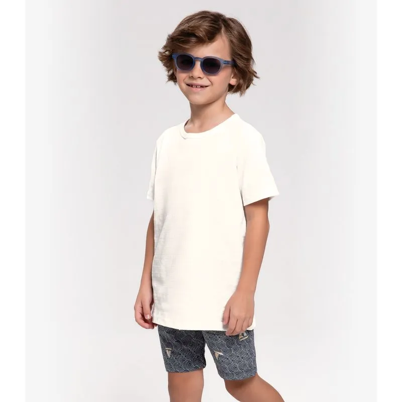 Camiseta Infantil Masculina Meia Malha Trick Nick Bege 3