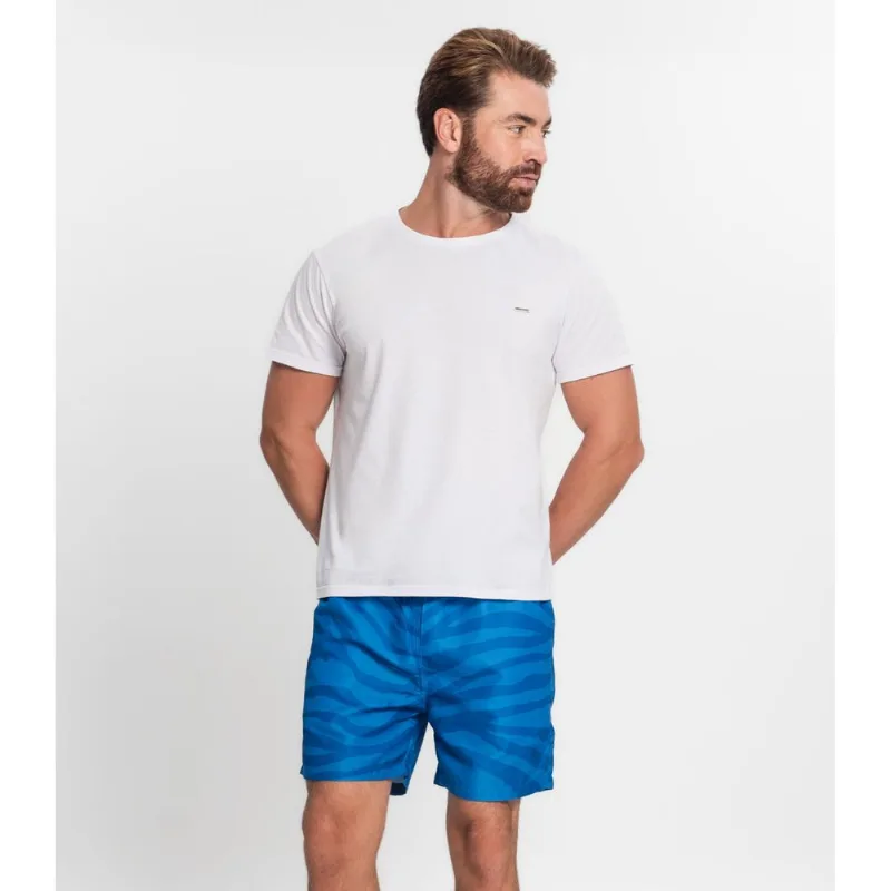Bermuda Masculina Estampada em Microfibra Rovitex Azul 40