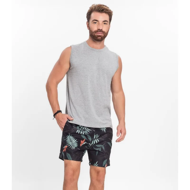 Bermuda Masculina Estampada em Microfibra Rovitex Preto 40