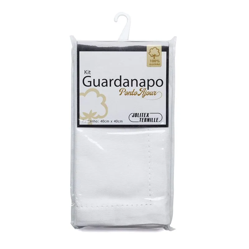 Kit Guardanapos Com Ponto Ajour 2 Peças Jolitex Branco Un