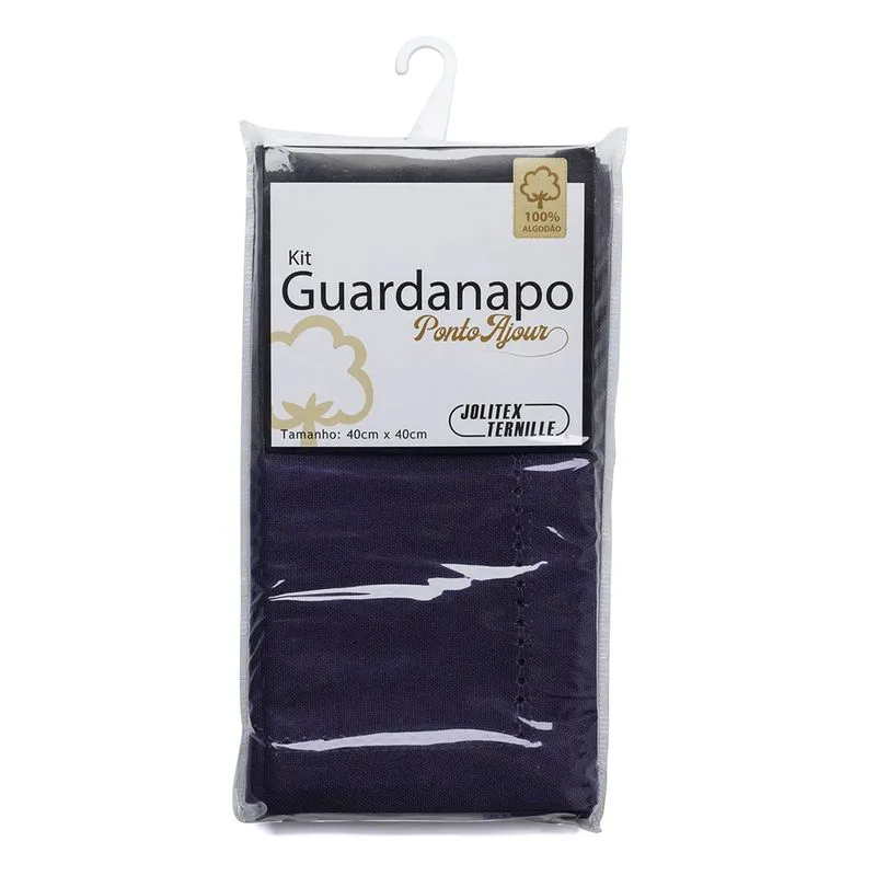Kit Guardanapos Com Ponto Ajour 2 Peças Jolitex Azul Un