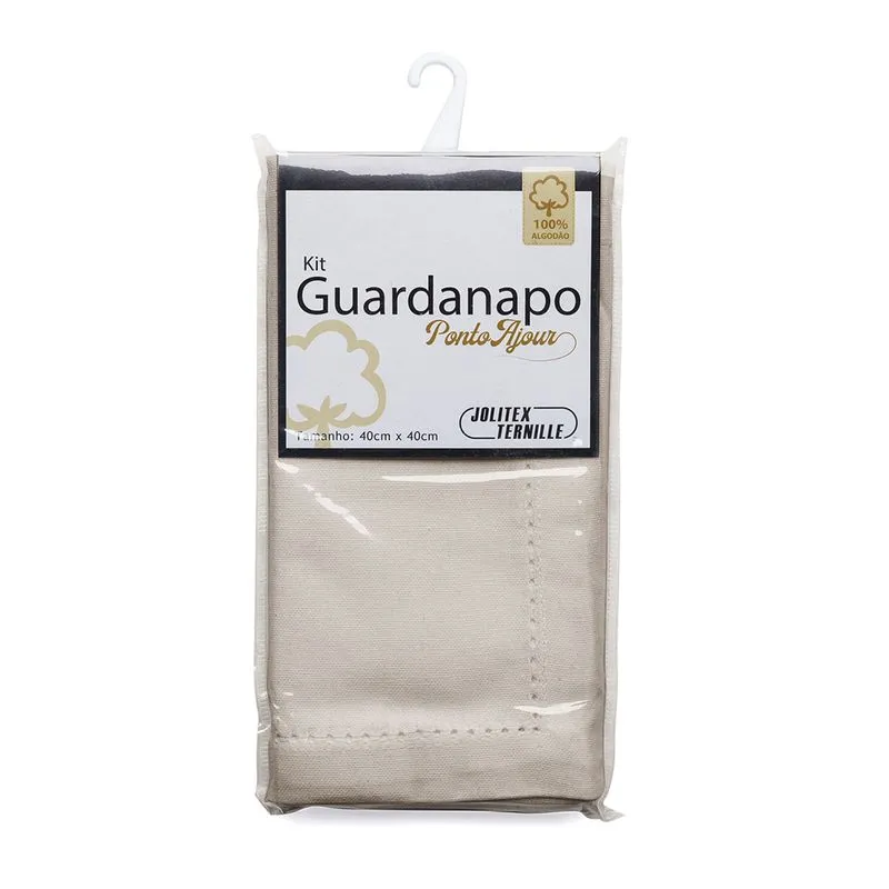 Kit Guardanapos Com Ponto Ajour 2 Peças Jolitex Bege Un