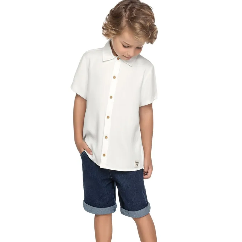 Camisa Juvenil Masculina Quadriculada Trick Nick Bege 4