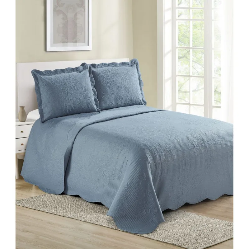 Colcha Damask Solteiro Camesa Azul