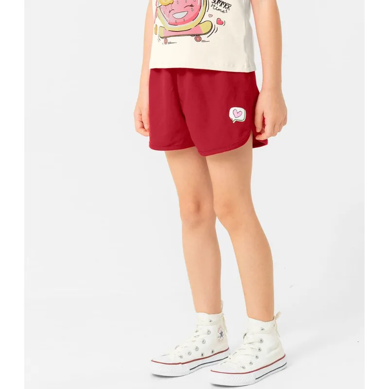 Shorts Infantil Feminino Coração Rovitex Kids Vermelho 4