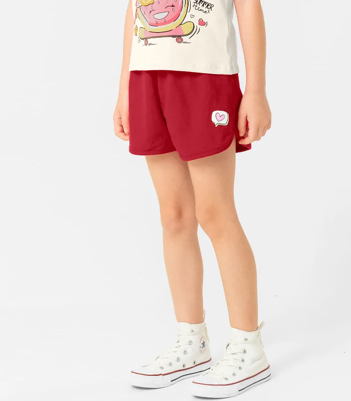 Shorts Infantil Feminino Coração Rovitex Kids Vermelho 10