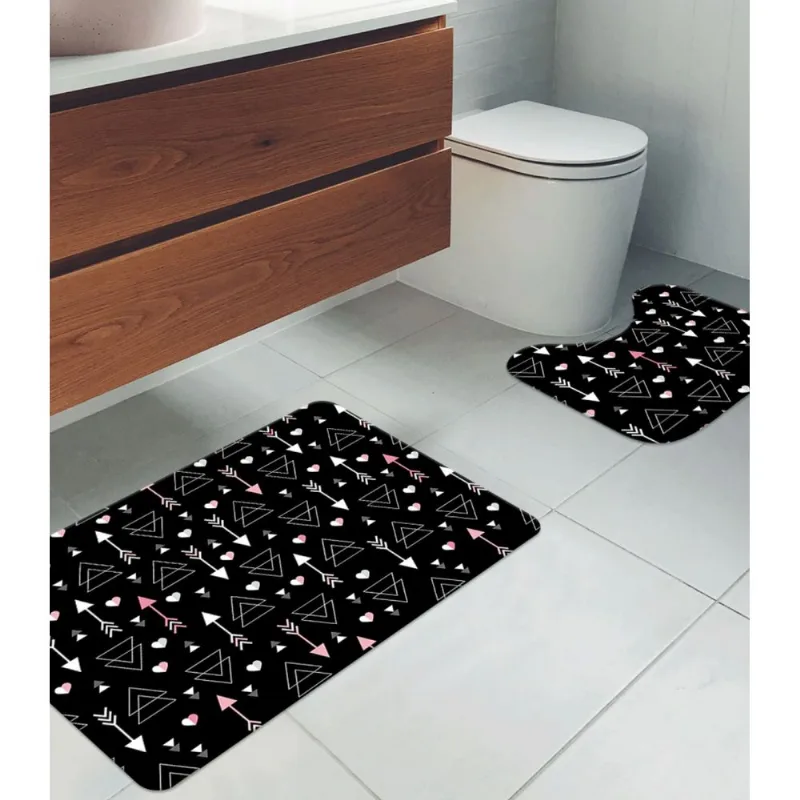Jogo De Tapetes Para Banheiro Wevans Preto UN / Preto