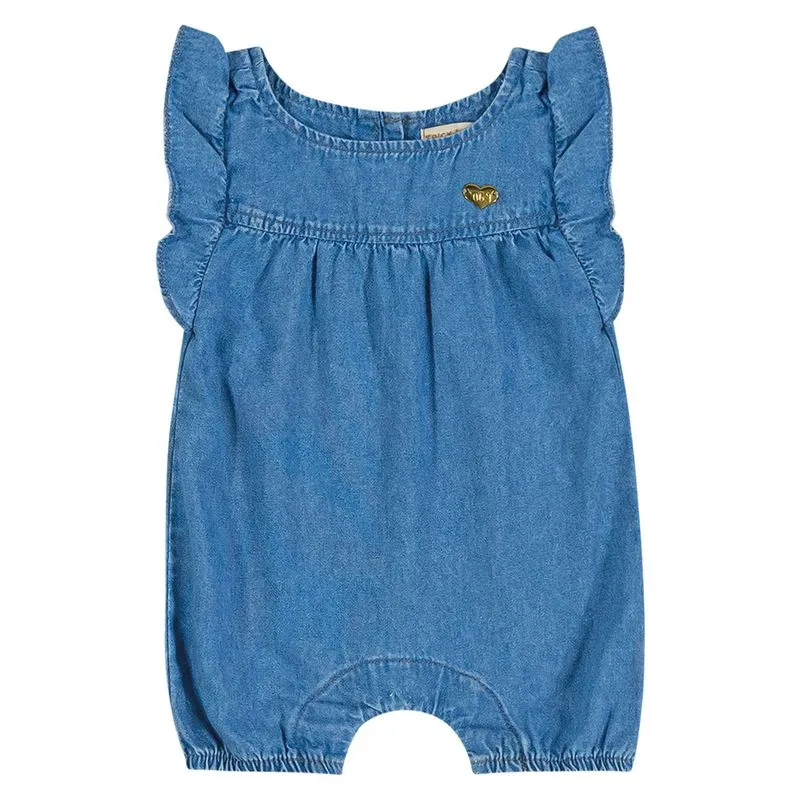 Macaquinho Jeans Infantil Babados Trick Nick Azul G