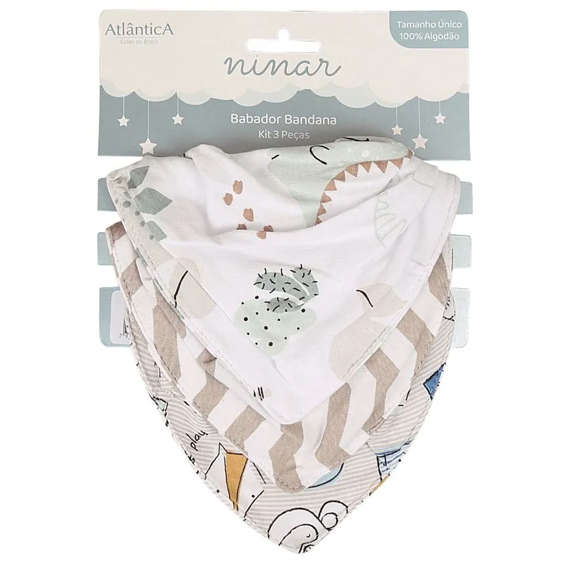 Kit Babador 3 Peças Mundo Dos Dinos Porto Franco Unica Un