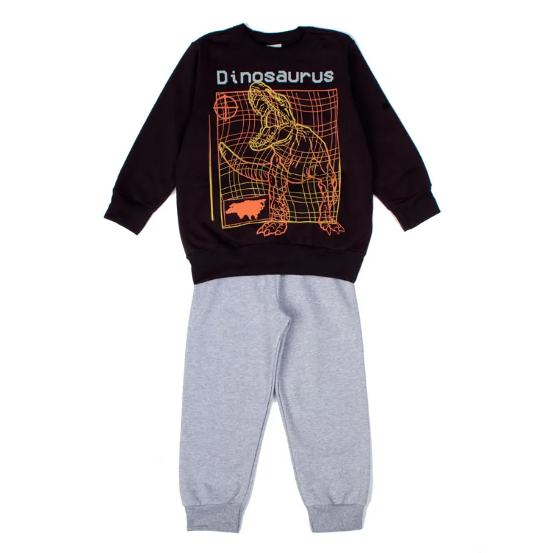 Conjunto Infantil Rovitex Moletom Dinosaurus Preto/cinza - 4