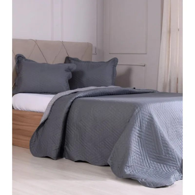 Jogo De Cobre Leito King Ultra Lisse Bene Casa Cinza
