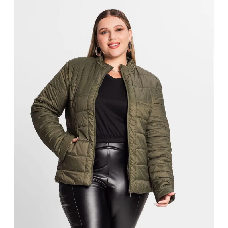 Jaqueta Microfibra Feminina Plus Size Secret Glam Verde Plus G3